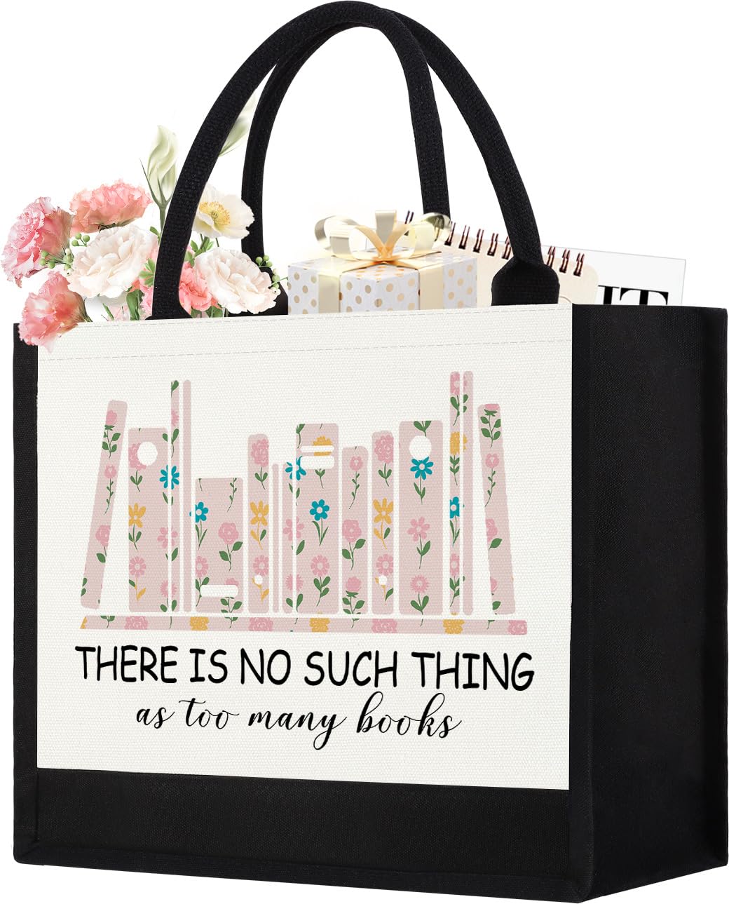 GevGuxLuo Canvas Tote Bag for Women, Cute Book Lover Gifts for Women, Book Lover Gifts Aesthetic Tote Bag Reusable Bag, Birthday Christmas Gift Bookish Gift for Reader Librarian Who Loves Books