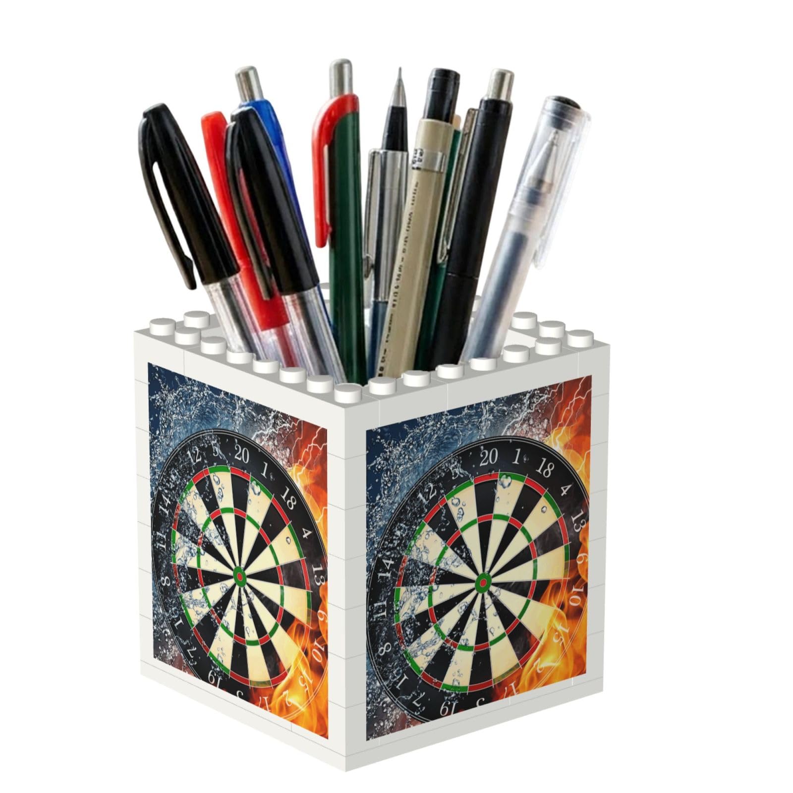 Poadnly Dart Board Printed, Pen Pot Pencil Holder for Office Home School, Compact Desk Organiser for Office Stationery