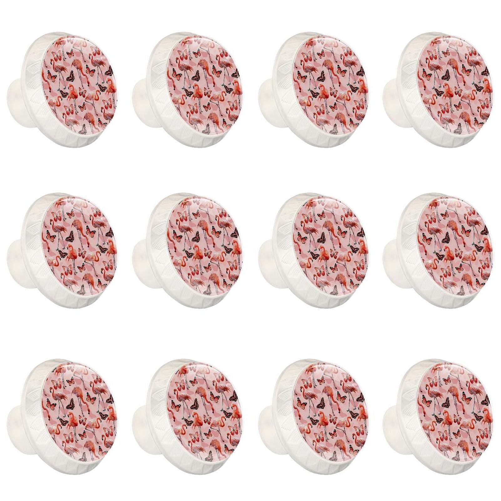 Boutons d'armoires de cuisine décoratifs au design raffiné de papillons et flamants roses