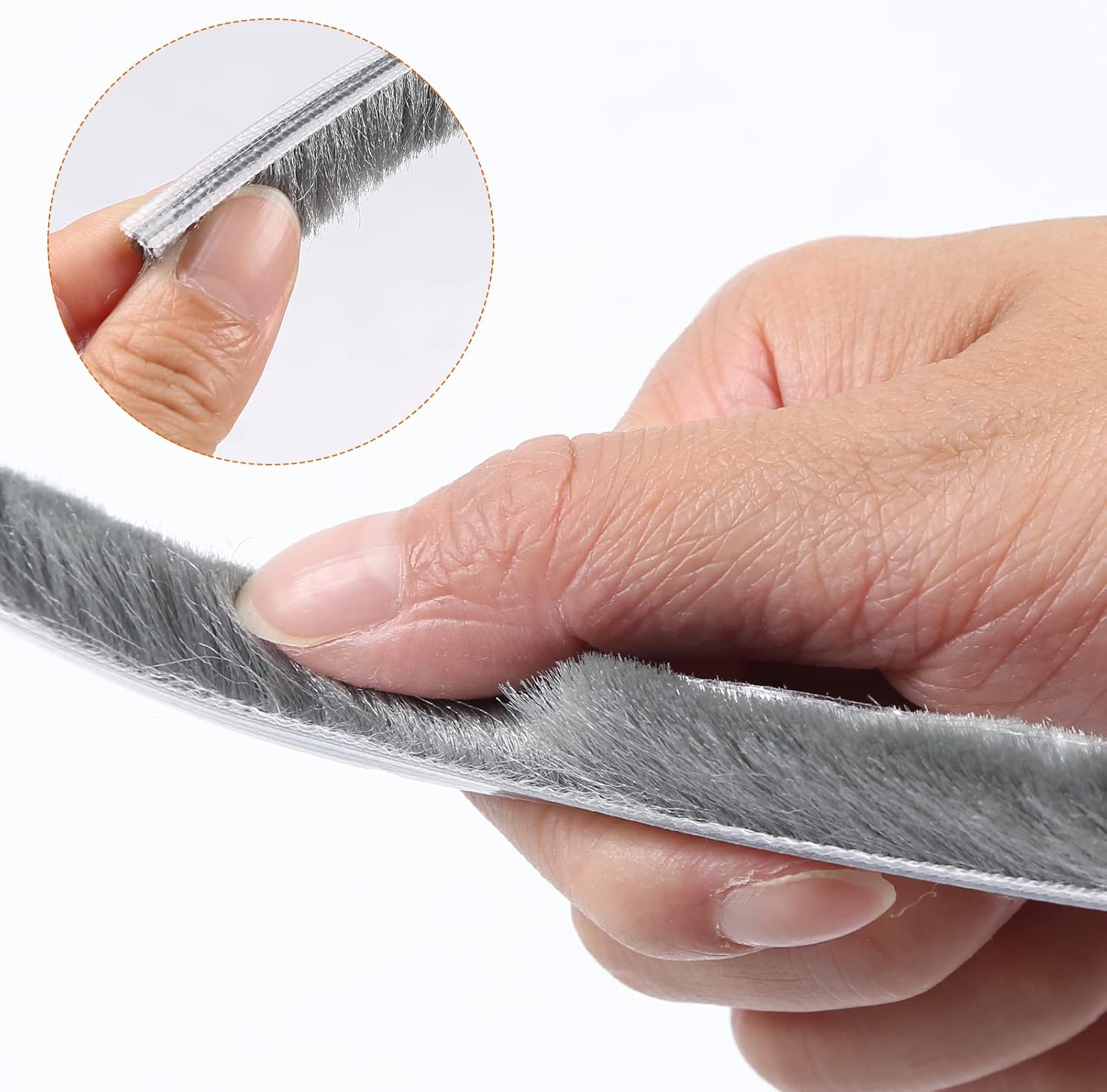 Weather Stripping Door Seal - 5m (16ft) Brush Weather Stripping,Card-Slot Seal Strip Pile Weatherstrip for Door Window (5mm x 8mm (Backing 0.197 x Brush 0.315 Inch), Gray)