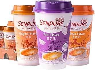 Senpure 9-Pack Milk Tea Original Flavor&Taro Flavor&Wheat Flavor with DIY Sugar Pack, Authentic Instant Tea, serve Cold or Hot Drinks