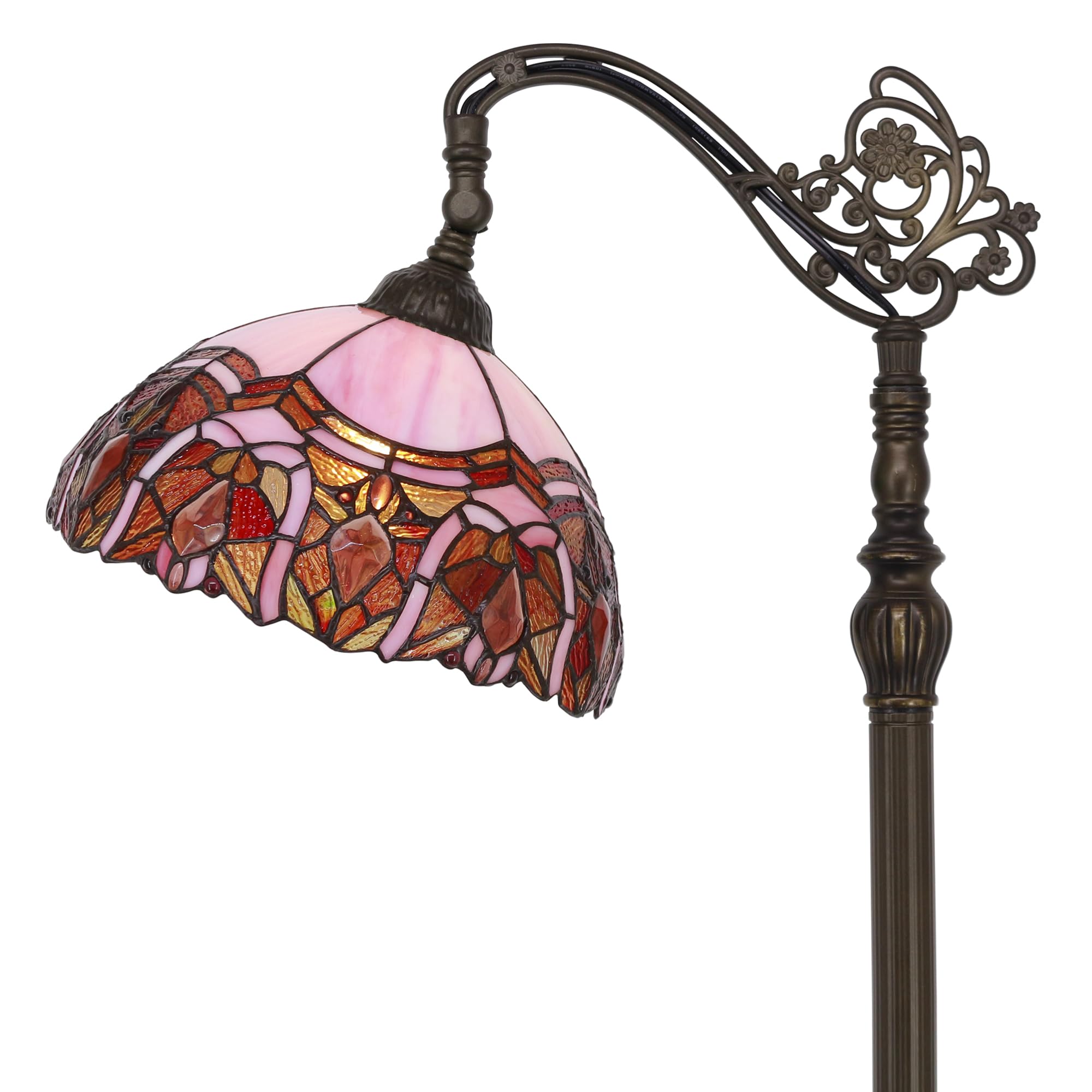 ZJART Tiffany Floor Lamp Stained Glass Lamp 18.88X12X67 Inch Pink Jewelry