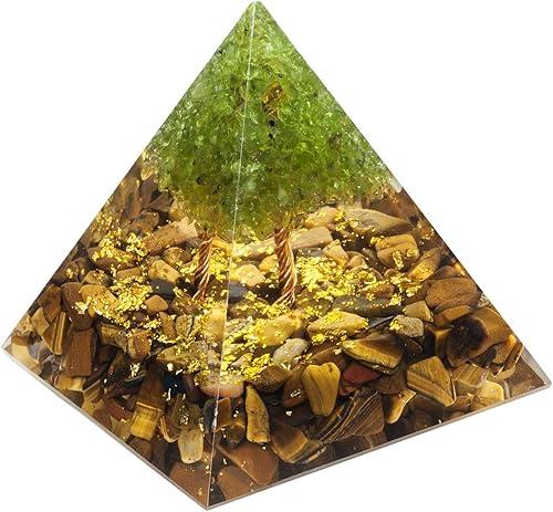 Miniatura 7 de Mookaitedecor - Piedra de cristal de peridoto y cornalina con forma de pirámide para proteger el equilibrio de los chakras y reiki