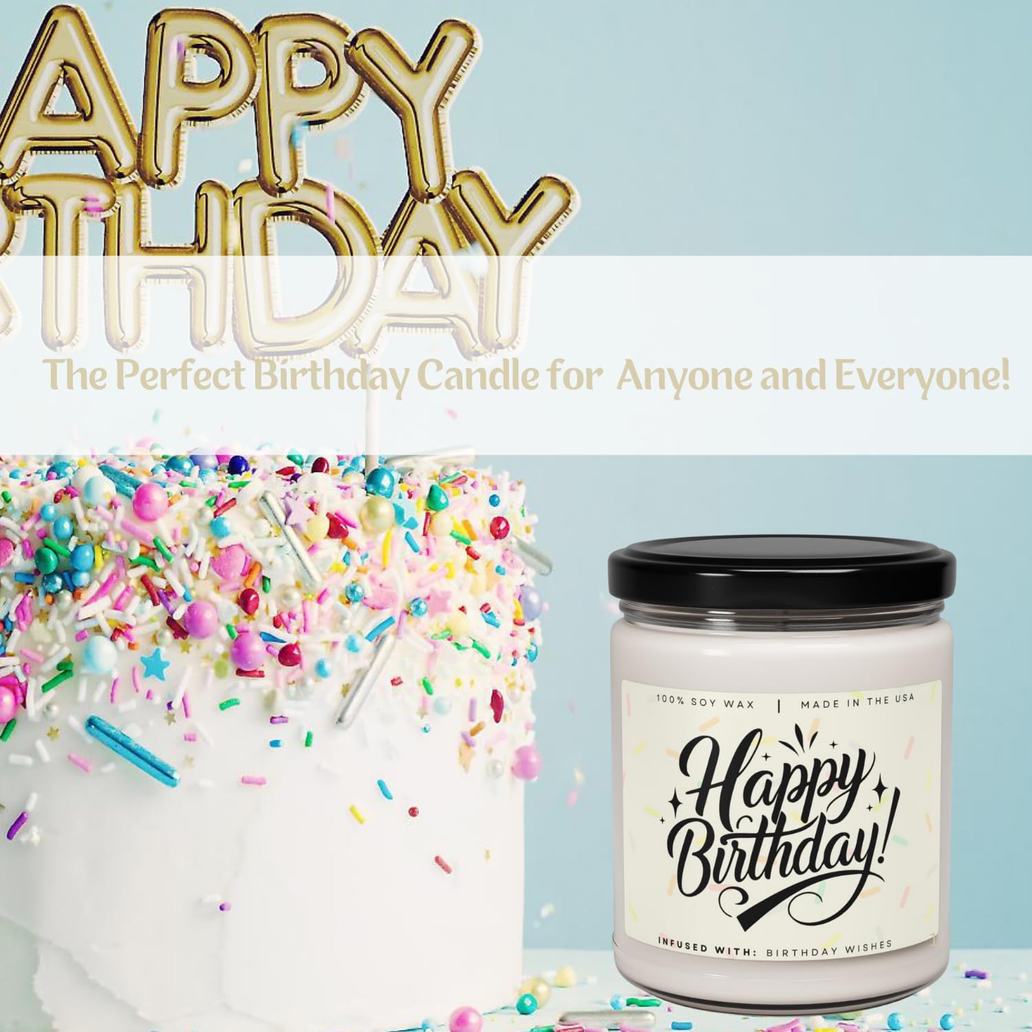 Birthday Gifts for Women, Happy Birthday Candle – Scented with Relaxing White Sage + Lavender - 9oz, Soy Wax, 50 Hour Burn, Premium Candle Gift for Her, Friend, Daughter, Sister, Wife, Coworker