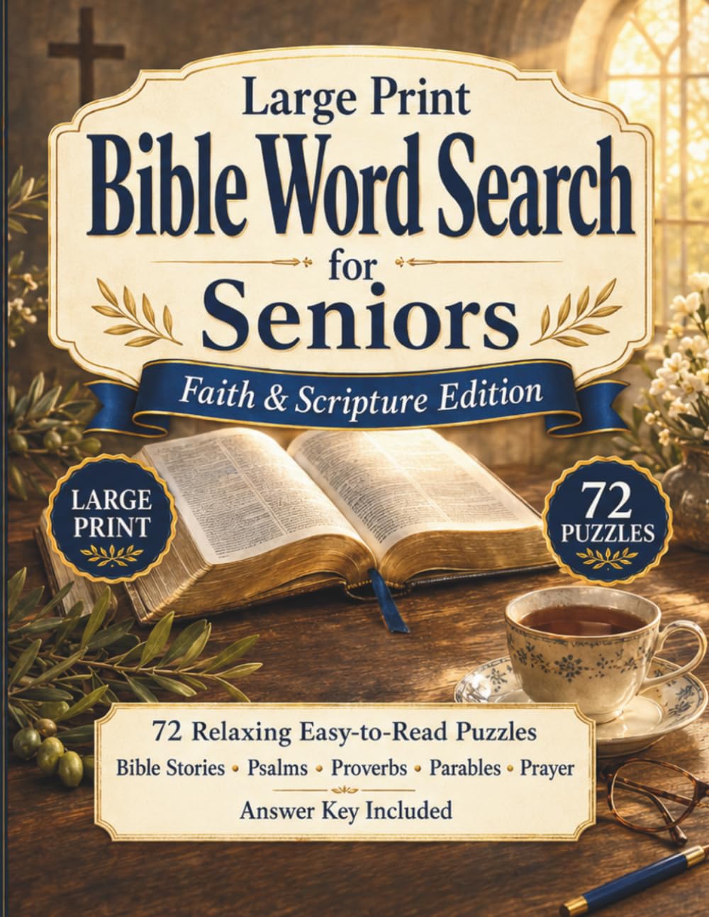Large Print Bible Word Search for Seniors: Faith & Scripture Edition: 72 Easy-to-Read Christian Word Search Puzzles with Bible Stories, Psalms, Proverbs, Parables, Prayer & Answer Key