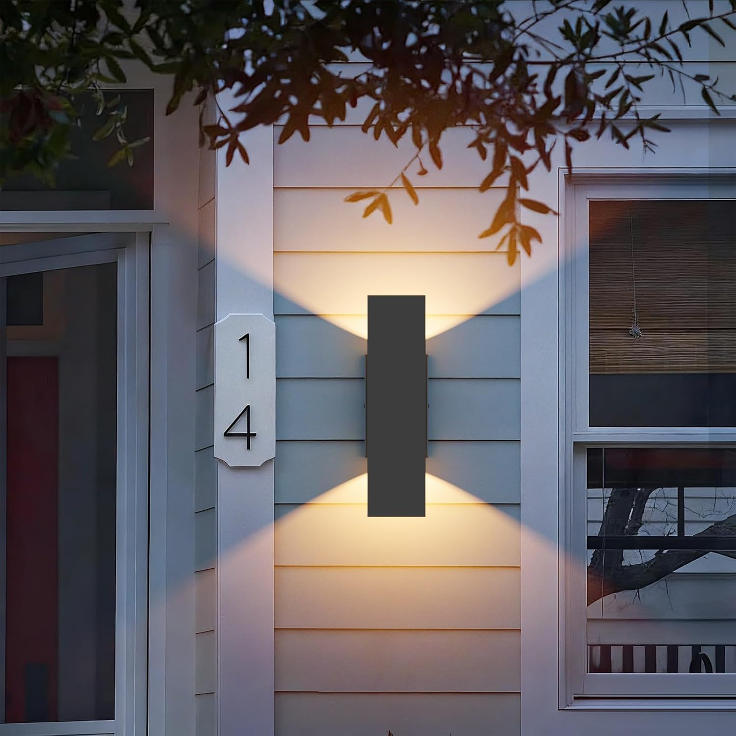 Aipsun 2 Packs LED Up Down Wall Light,Black Outdoor Wall Sconces Modern Porch Light, IP65 Waterproof Wall Lamp for Yard,Entrance,Hallway, Garage,120-277V, CRI90+ 3000K