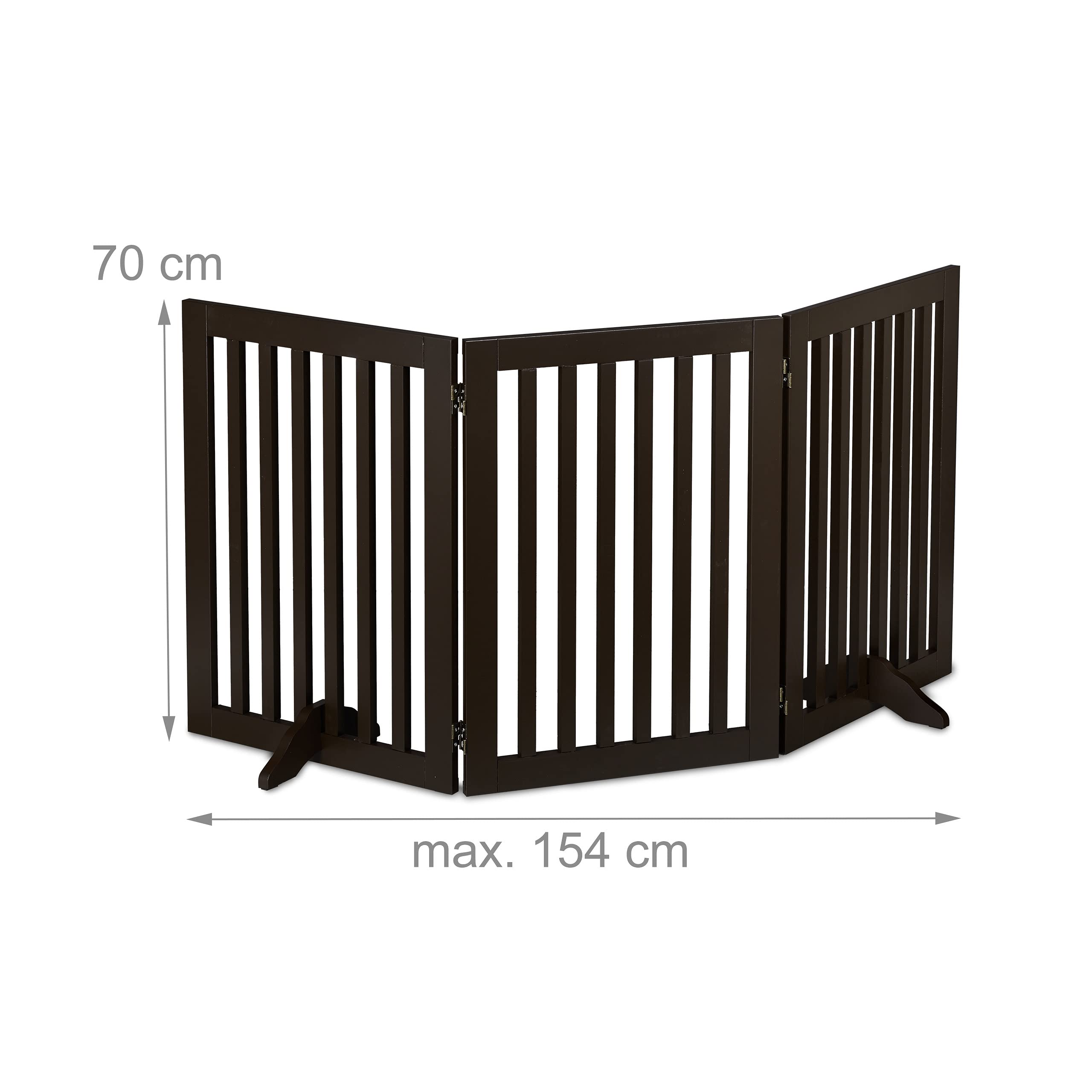 Relaxdays Cancelletto per Animali, Barriera per Cani e Gatti, Recinzione Scale, Cancellino HxL: 70 x 154 cm, Marrone