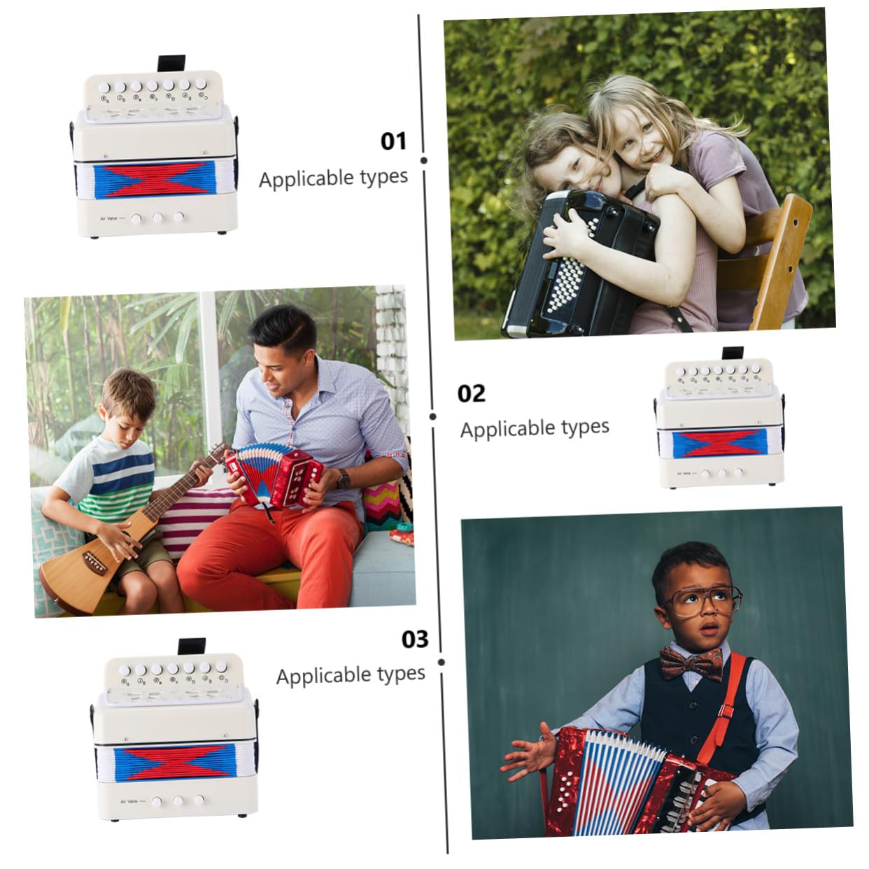Mini Acordeón para Material Abs y Metal Juguete Musical Educativo para Principiantes Instrumento Didáctico para Desarrollo Creativo Infantil