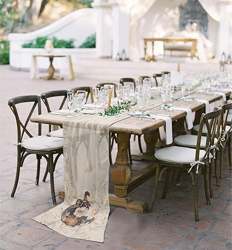Vista 5 de Elegant Pumpkins Chiffon Table Runner 55 Inches Long, Voile Sheer Tulle Runner for Rustic Wedding Reception Bridal Shower Decorations Birthday