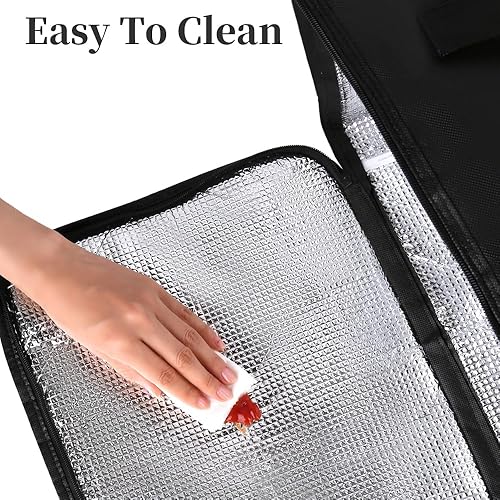 Vista 7 de Bodaon Bolsa aislante para cazuela, se adapta a platos de horno de 9 x 13 y 11 x 15 pulgadas con tapa, portadores de cazuela para alimentos Negro