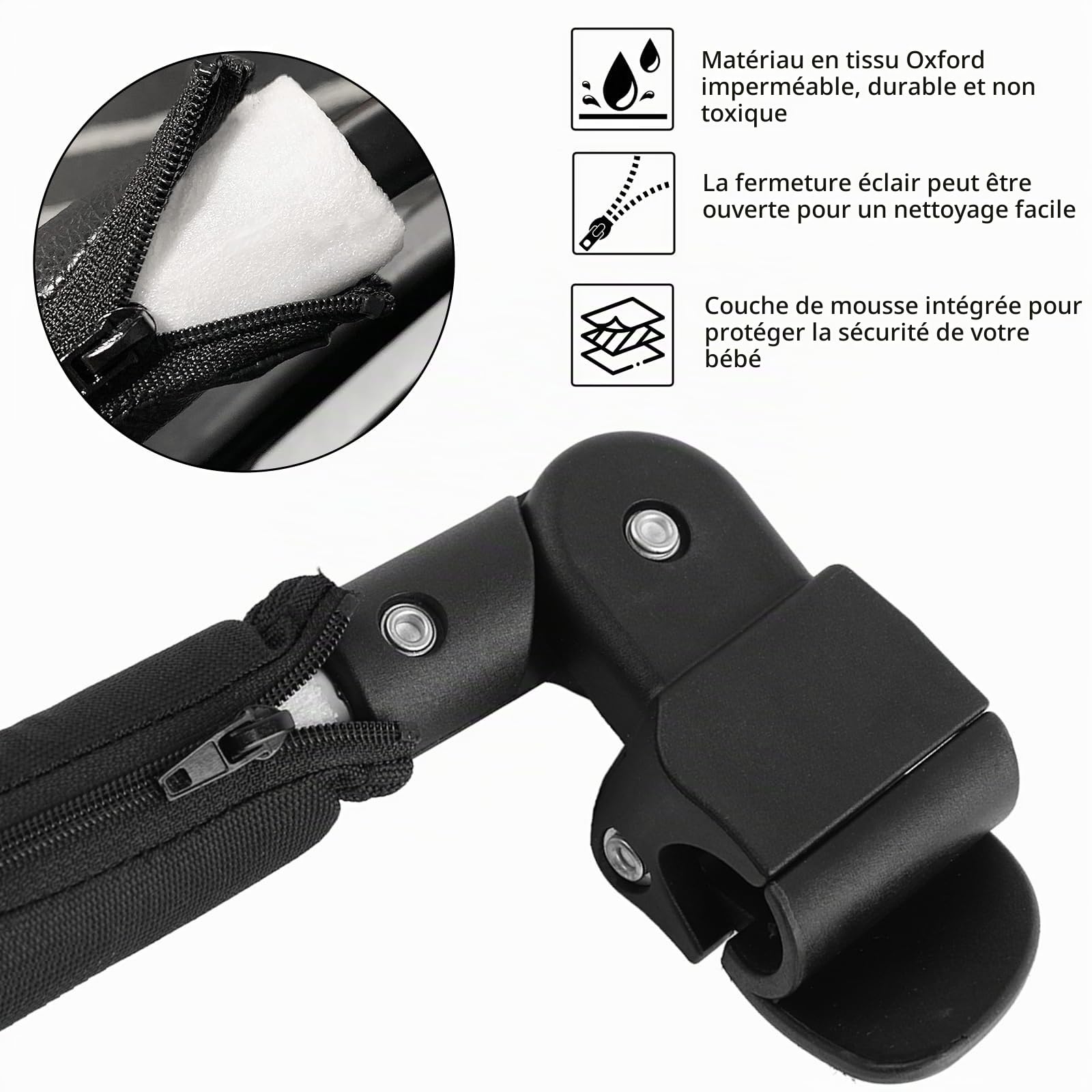 Bébé Poussette Accoudoir Garde-corps Réglable Prams Barres de Pare-chocs Accoudoir, Poussettes, pour Babyzen et Yoyo, pour la Distance entre Deux Tubes Est de 38-42 Cm (Noir)