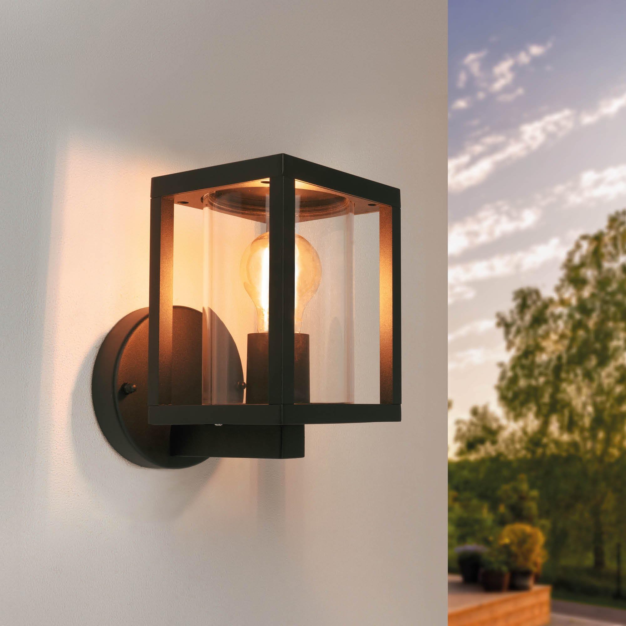 Ledvion - Lampada da parete industriale a LED Dimbaar, 7,5W, 2100K, IP44, Nero, Spot E27