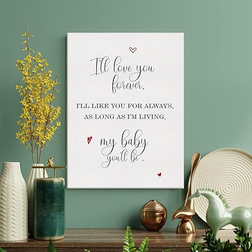 Miniatura 3 de LEXSIVO Lienzo impreso con texto en inglés "I'll Love You Forever" para el hogar, cuarto del bebé, decoración de pared de 12 x 15 pulgadas, póster