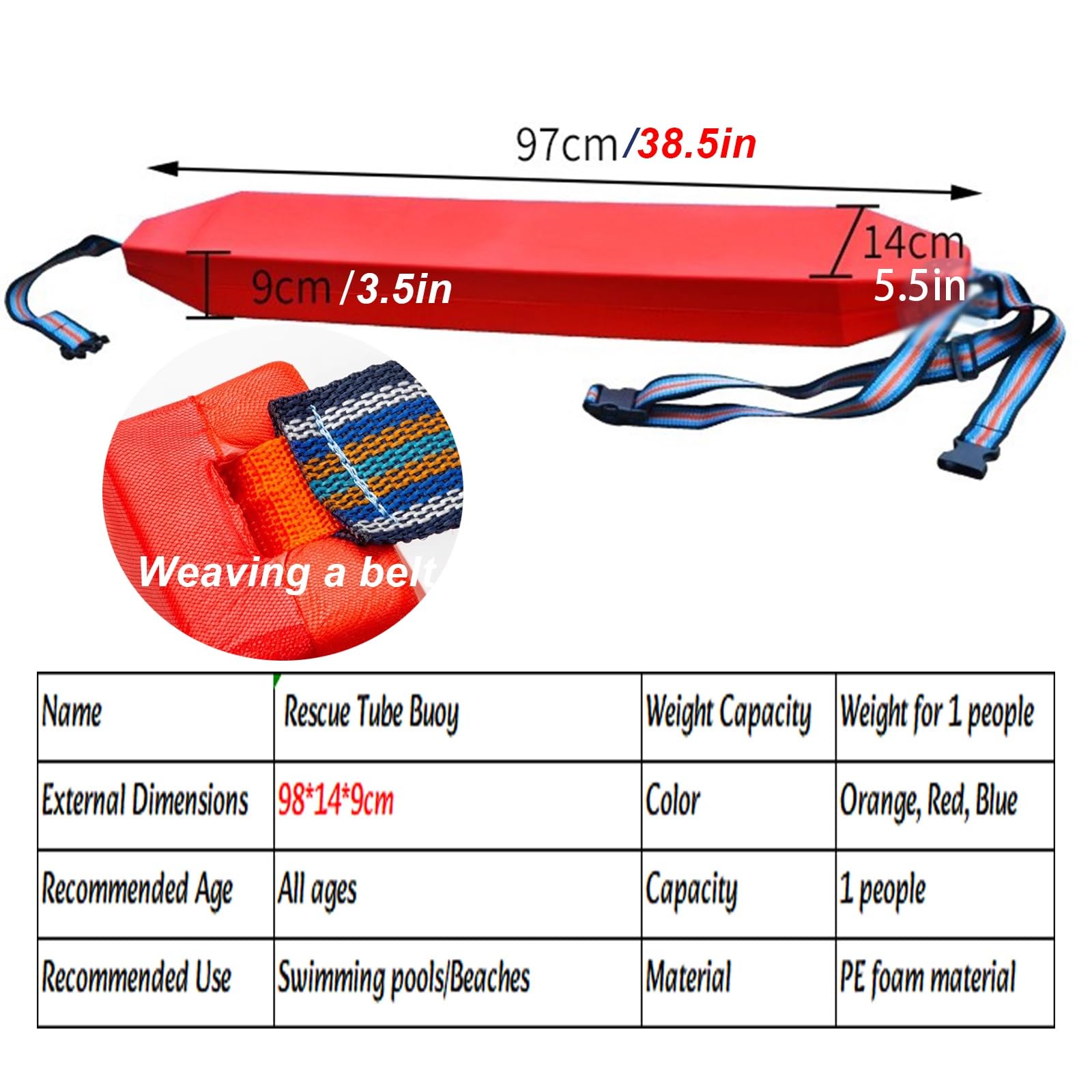 HAIXHX schwimmboje Rettungsschlauch 97 cm/38,5 Zoll schwimmende Rettungsboje, 2 Stück biegsame Rettungsringe mit Schwimmkörpern, Sicherheitsausrüstung für Schwimmbäder(Yellow)