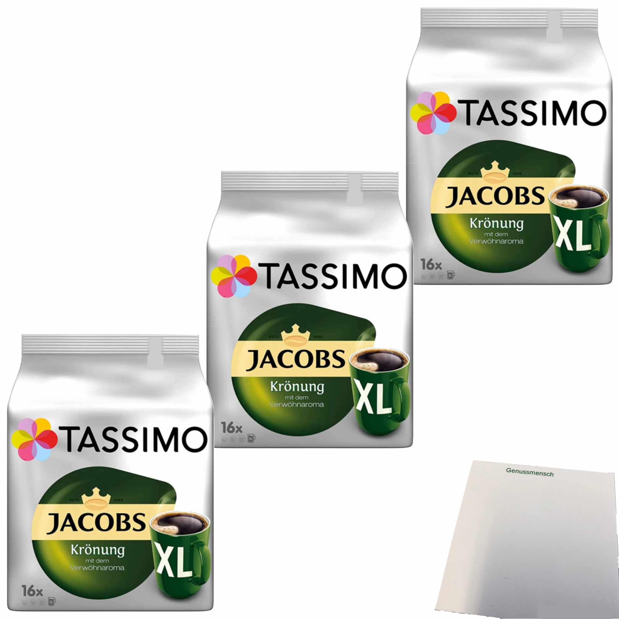 Jacobs Tassimo Krönung XL Becher 3er Pack + usy Block 16 Kaffeepads