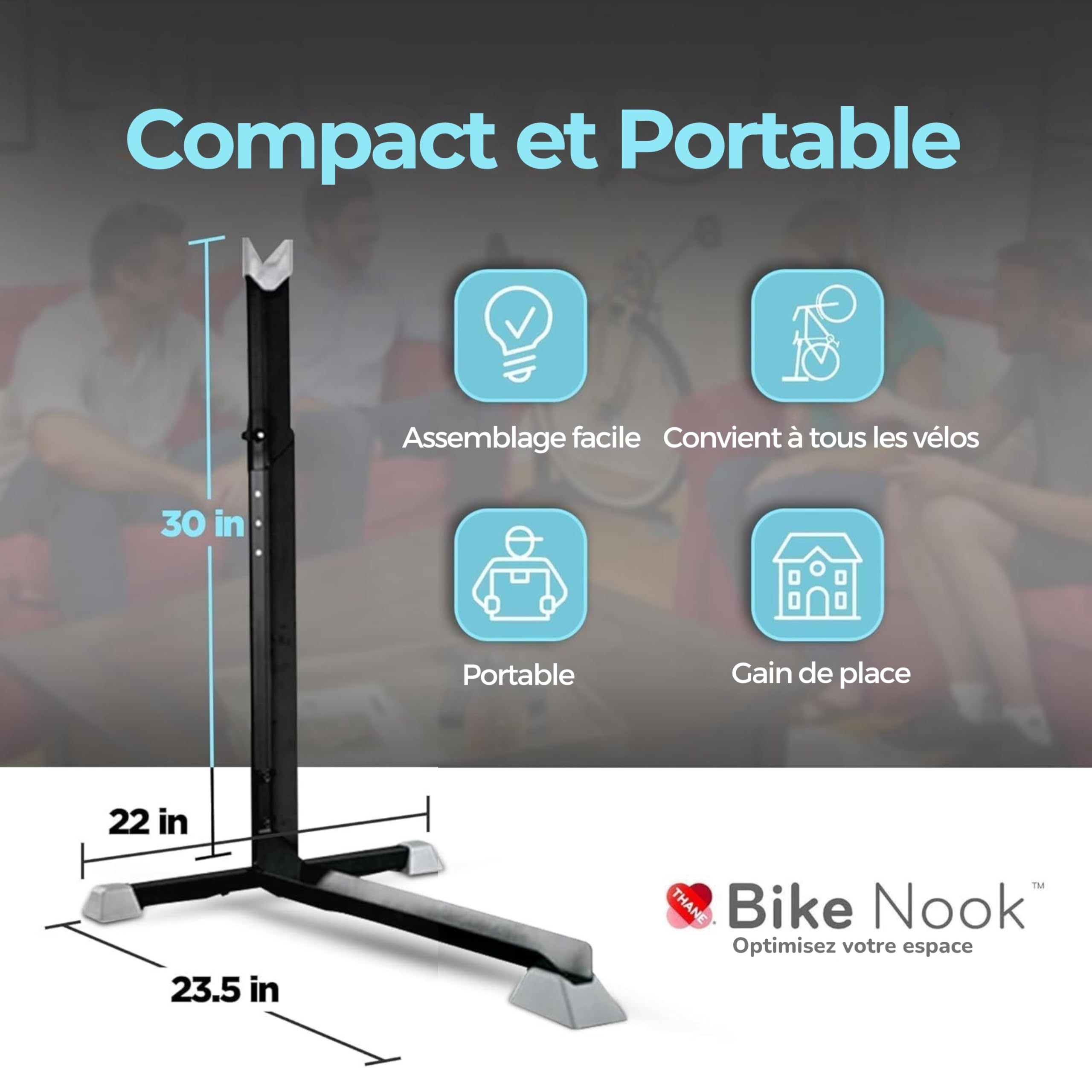 Bike Nook Acier Support de vélo Fixe Portable avec Hauteur réglable Gain de Place pour l’intérieur