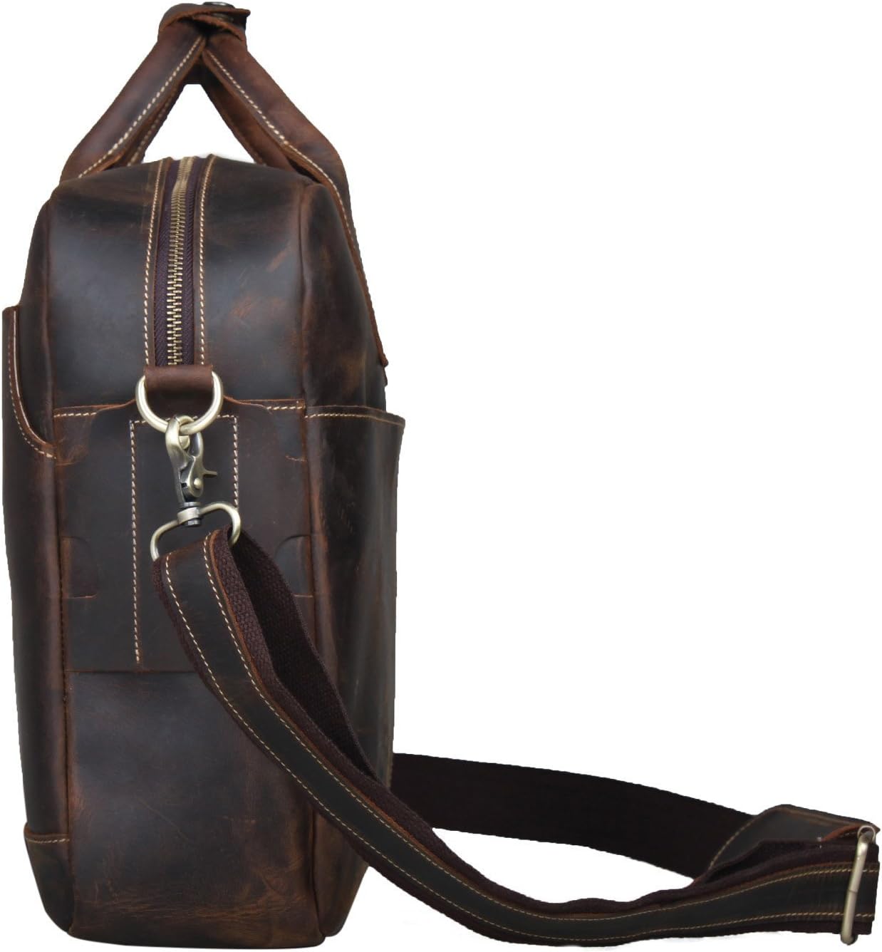 Berchirly Large Traveling Bags Crazy Horse Genuine Leather Messenger Cross-body Shoulder Bag Tote