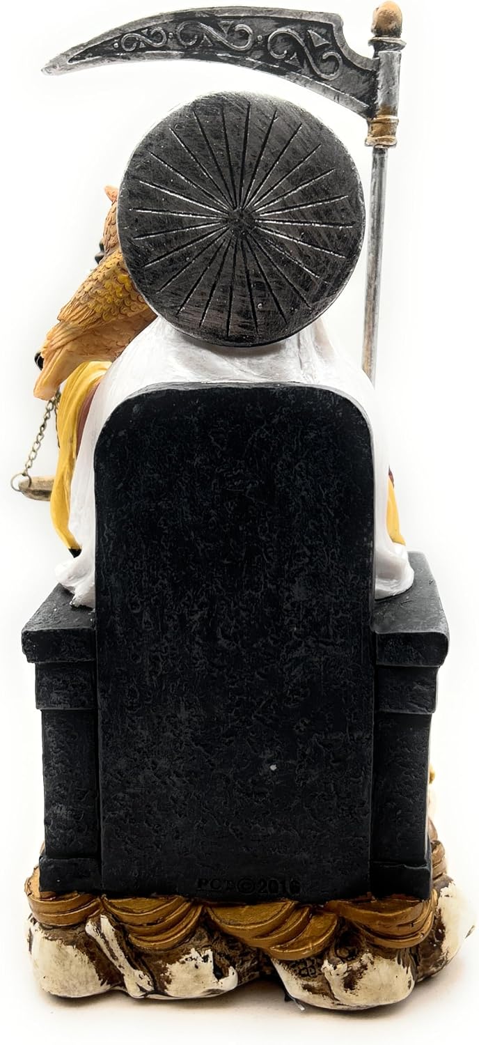 RUSTIX Santa Muerte Statue, La Santa Muerte Figurine, Saint of Holy Death, Sacred Symbol of Protection and Spirituality, Seated Religious Decor, Muerte de la Muerte Altar Piece (Multicolor)