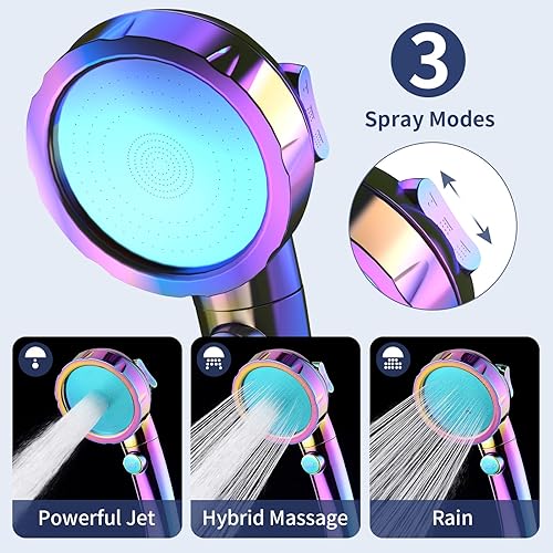 Miniatura 5 de HANLIAN Cabezal de ducha de alta presión con botón de pausa, cabezal de ducha de 3 modos de pulverización para autocaravana, ahorro de agua en la