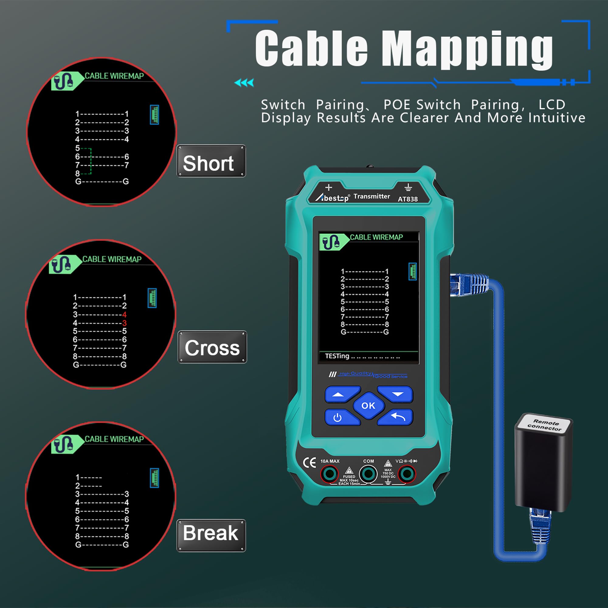 Snapklik.com : Underground Cable Locator, Abestop AT838 Cable Locator ...