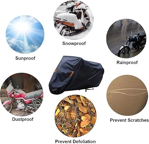 Miniatura 8 de SEAZEN Funda impermeable para motocicleta al aire libre, 5 capas de alta resistencia, protección UV a prueba de polvo, con correas reflectantes