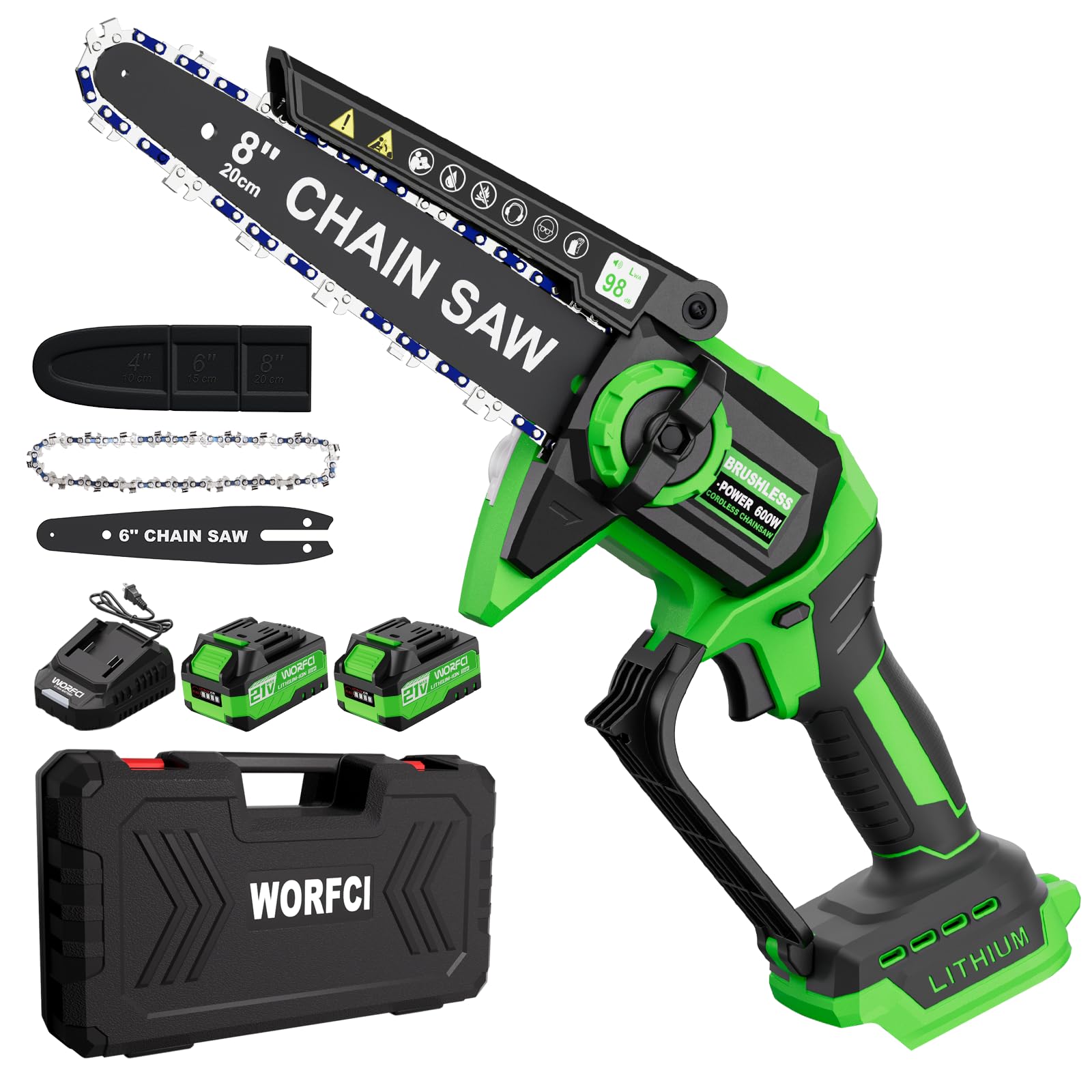 8-Inch Mini Chainsaw with 2Pcs Batteries&Charger