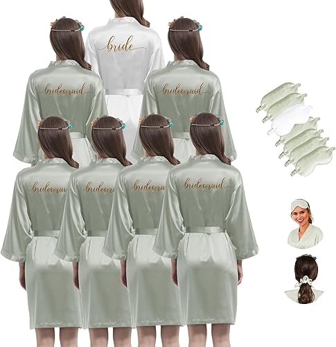 Bata kimono de novia  Satén Dama de honor Boda Fiesta Nupcial Mañana Seda Seda Bata para Mujer