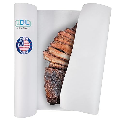 IDL Packaging 18 x 2160 pulgadas (180 pies) - Rollo de papel de carnicero blanco natural - Papel de carnicero para barbacoa resistente a la humedad