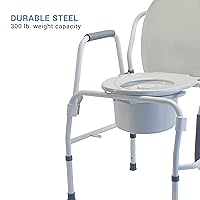 Vista 3 de Lumex 3 en 1 con brazo caído - Asiento de inodoro elevado y rieles de seguridad, altura ajustable, capacidad de 300 libras