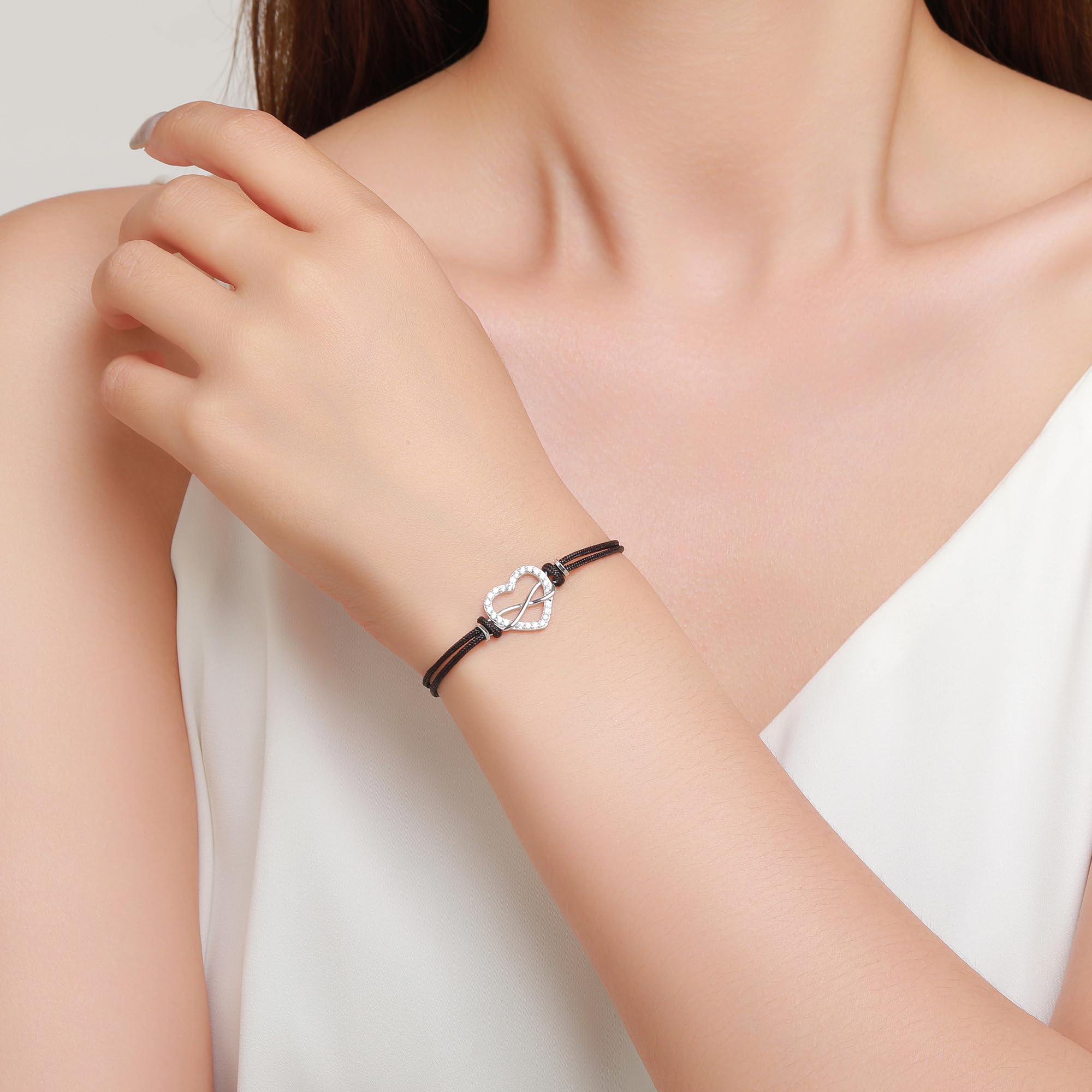 Jrêveinfini Infinito Corazon Pulsera Mujer Niña Plata de Ley 925 con Caja de Regalo, Regalo Cumpleaños Mujer Niña, Ajustable 16+3cm