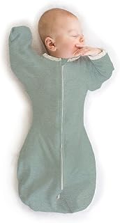 SwaddleDesigns Transitional Swaddle Sack Arms Up Sleeves Mitten Cuffs Medium 14-21 lbs Heathered Jadeite Baby Sleep Sack