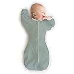 SwaddleDesigns Transitional Swaddle Sack, Arms Up Half-Length Sleeves & Mitten Cuffs, Swaddle for Newborn Transition to Baby Sleep Sack Wearable Blanket, Large, 6-9 month, 21-24 lb, Heathered Jadeite
