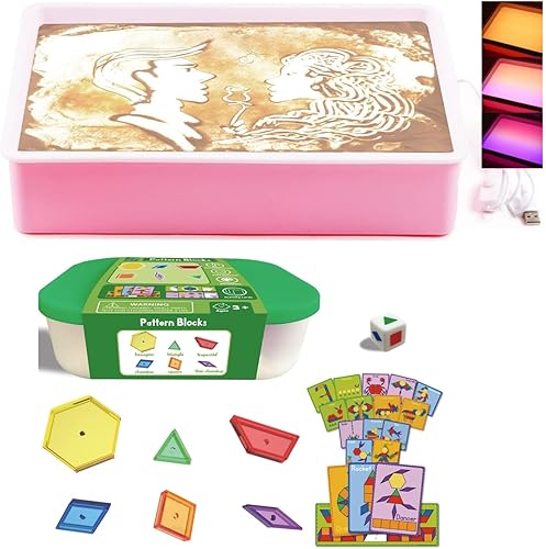 Odoorgames Caja de luz de pintura de arena para niños, mesa de arte de arena, bandeja de arena para el aula, mesa de actividades sensoriales para