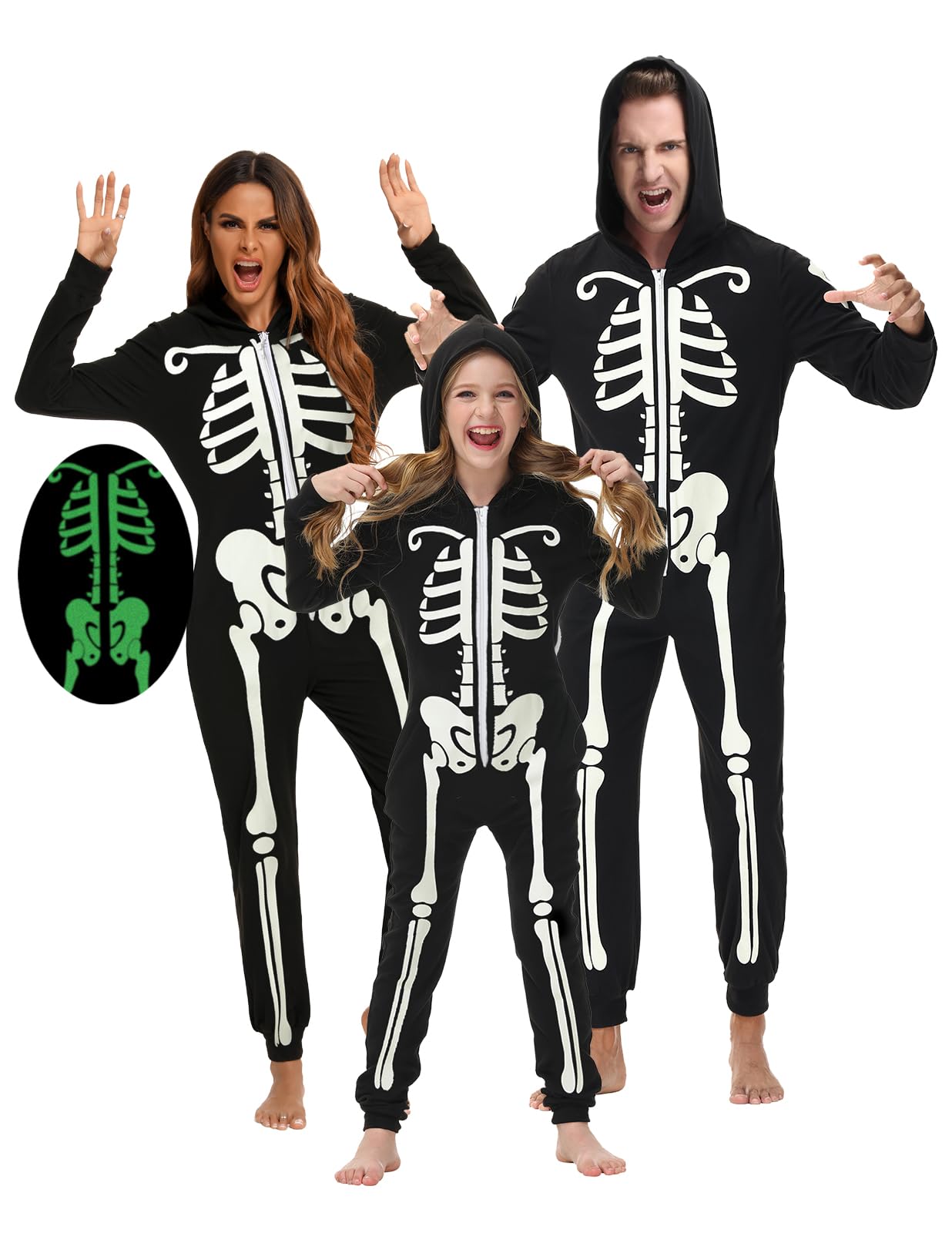 Spooktacular Creations Halloween Skeleton Costume, Unisex Skeleton Costume Jumpsuit for Adult Halloween Themed Parties