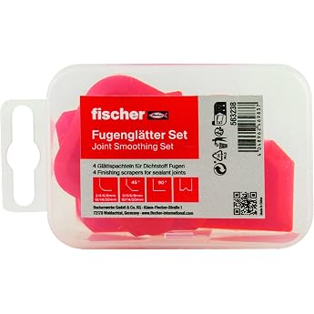 fischer Fugis Joint Smoother Set, Universal Joint Smoother Set for an Even Joint Surface, Set of 4 with Different Radii and 4