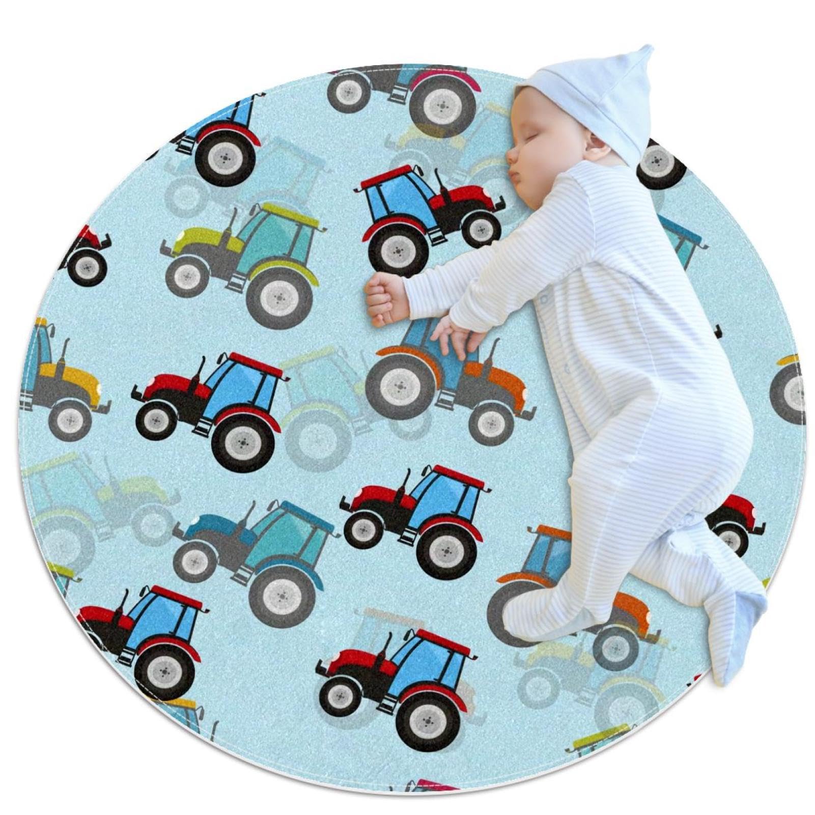 Tapis de salle de bain tracteur rond 1m antidérapant pour chambre d'enfant