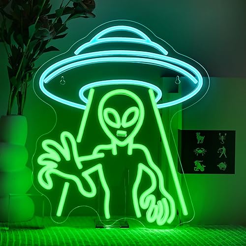 Alienígena Nave Espacial Neon Led, Luces Neon Alienígena para Decoración de pared, Niño Nave Led Neons, Letrero Neons pa