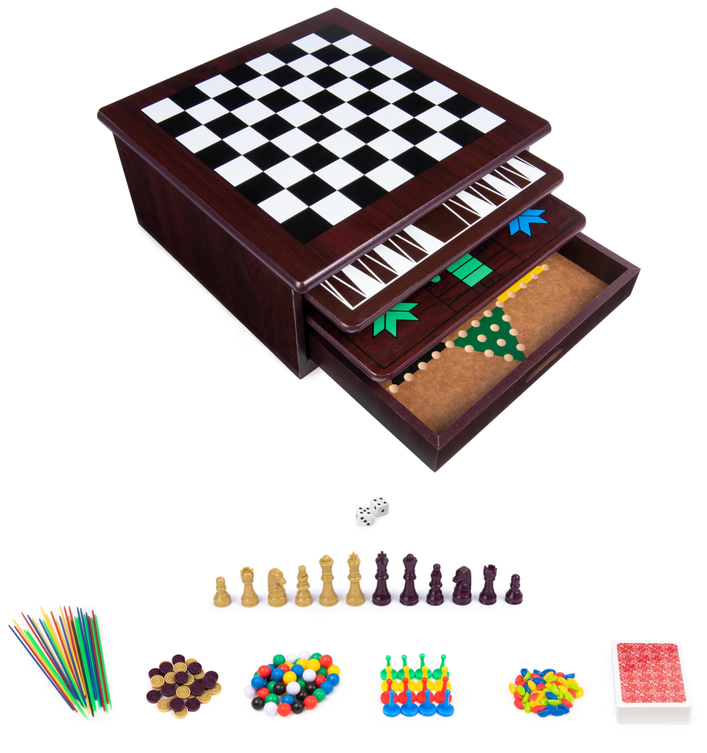 Spin Master Games, Cardinal Classics, Set di 12 Giochi, Include Scacchi, Dama, Backgammon, Mancala, Solitario, Pachisi, Dama Cinese, 1-6 Giocatori, 6+ Anni | 12 Giochi, Dama, Tris, Dama Cinese, Duello Di Dadi, Ragionamento Critico, Gioco Educativo Stem