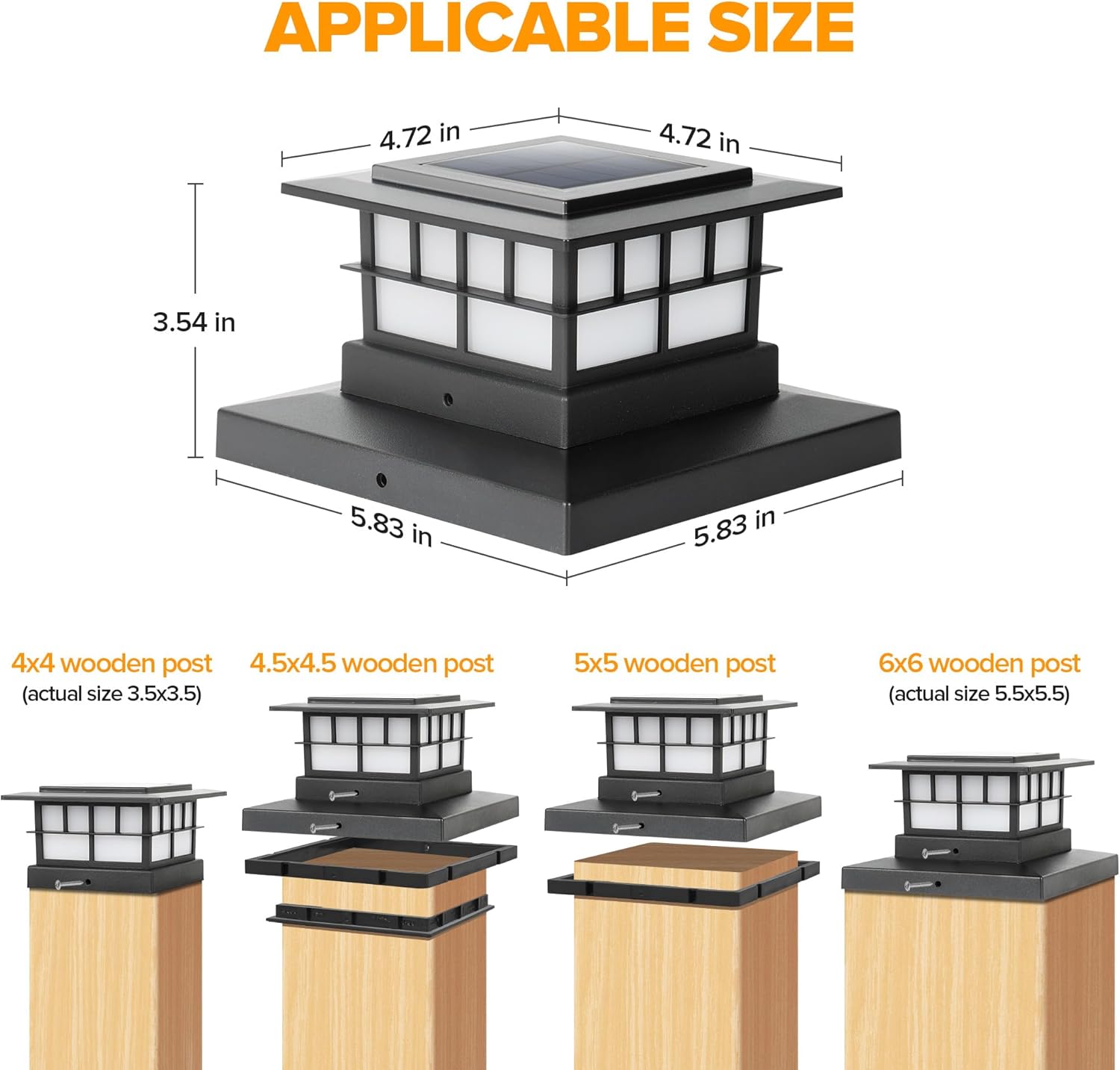 LUTEC 8 Pack Solar Post Cap Lights, IP65 Waterproof Solar Flame Fence Post Lights for 4x4 5x5 6x6 Wooden/Vinyl Posts, Flickering Flame Warm White 3000K LED Lighting Decor for Yard, Patio, Deck, Black