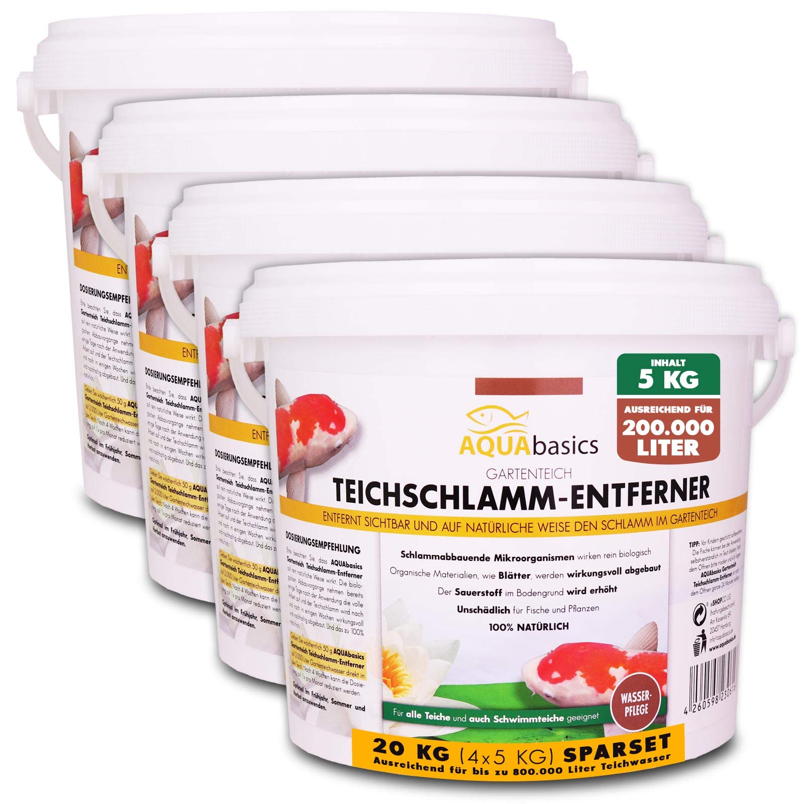 AQUAbasics Gartenteich Teichschlamm-Entferner baut im Teich Schlamm, Mulm und Organische Stoffe (Blätter) natürlich ab, Größe:2.5 kg