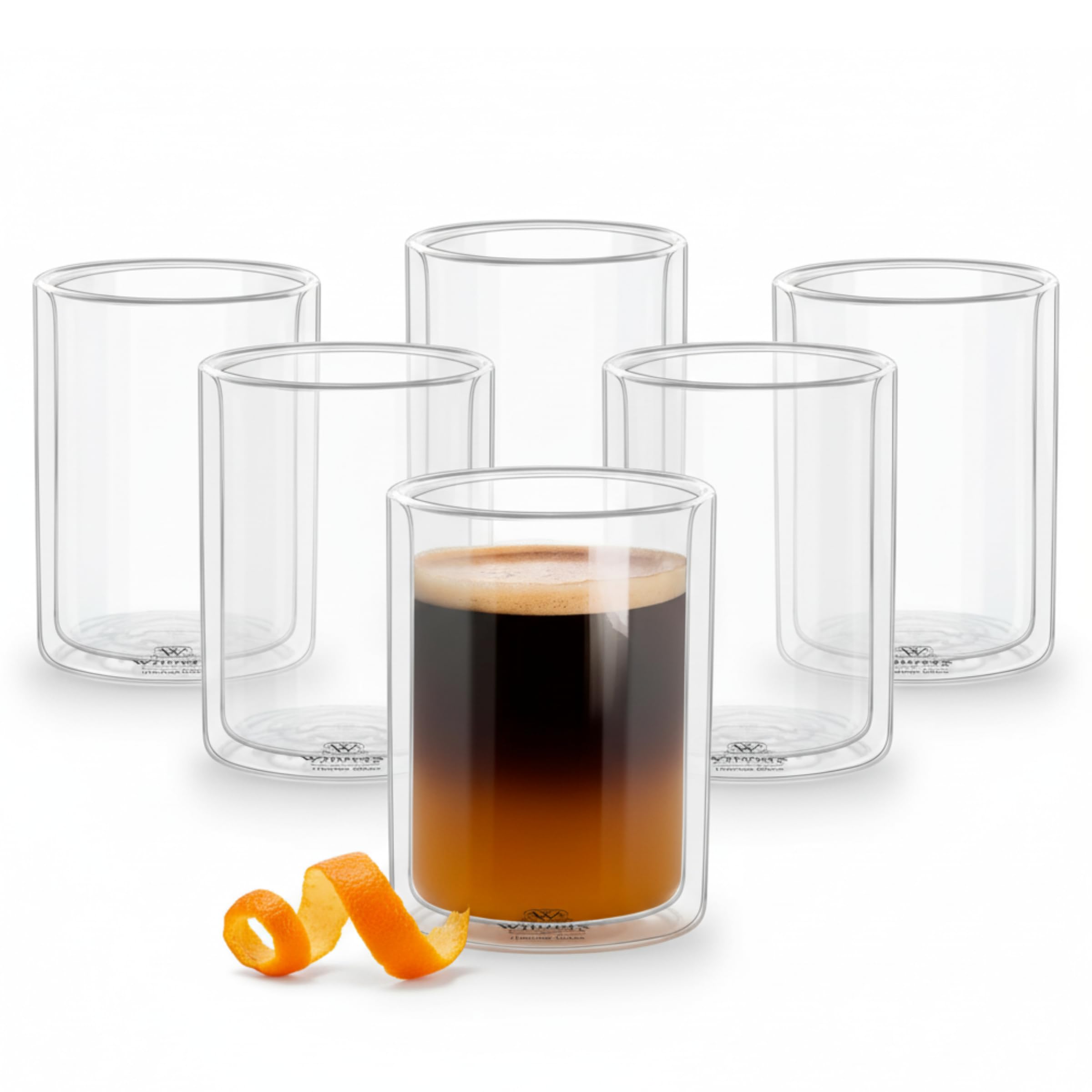 Wilmax - Verres thermiques - 400 ml - Lot de 6 - Verres à double paroi pour l'eau, le thé, le café, les cocktails - Verres à thé et à café - Verres pour boissons chaudes et froides - Verres à eau