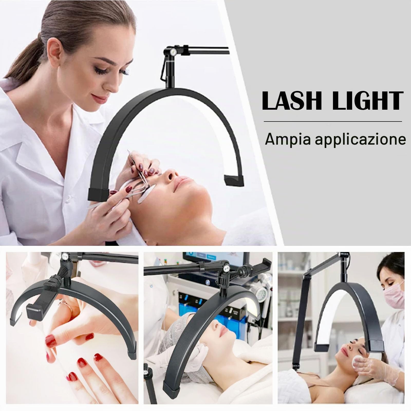 Aisny Lampada Per Ciglia, Lampada A Mezzaluna Dimmerabile 10 W 12''3200K-5600K Con Cavo Usb C Morsetto Porta Cellulare 2 Piegaciglia Per Vlogging Lampada Da Comodino Per Trucco Per Salone Di Bellezza