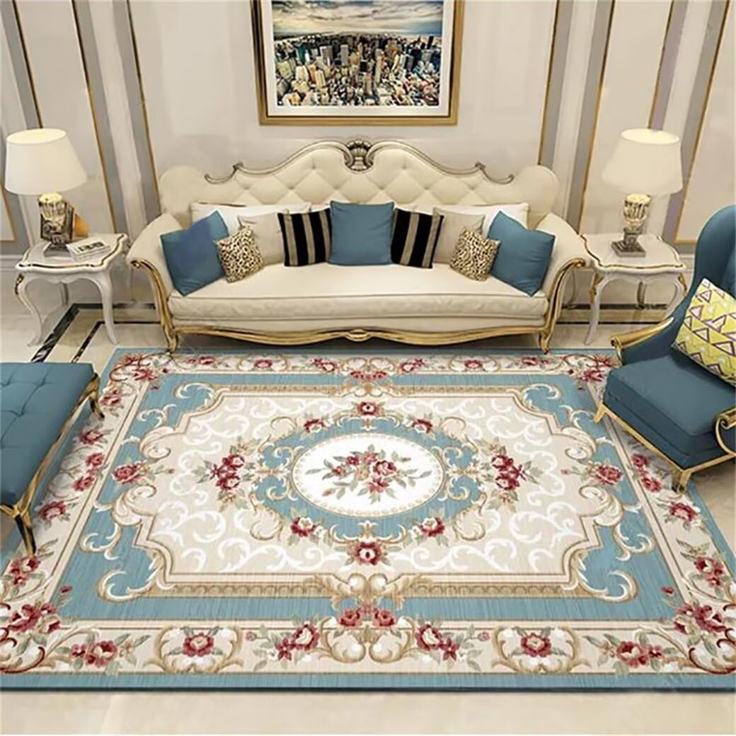 Tapis traditionnel bleu grand format 200x290 pour décoration raffinée