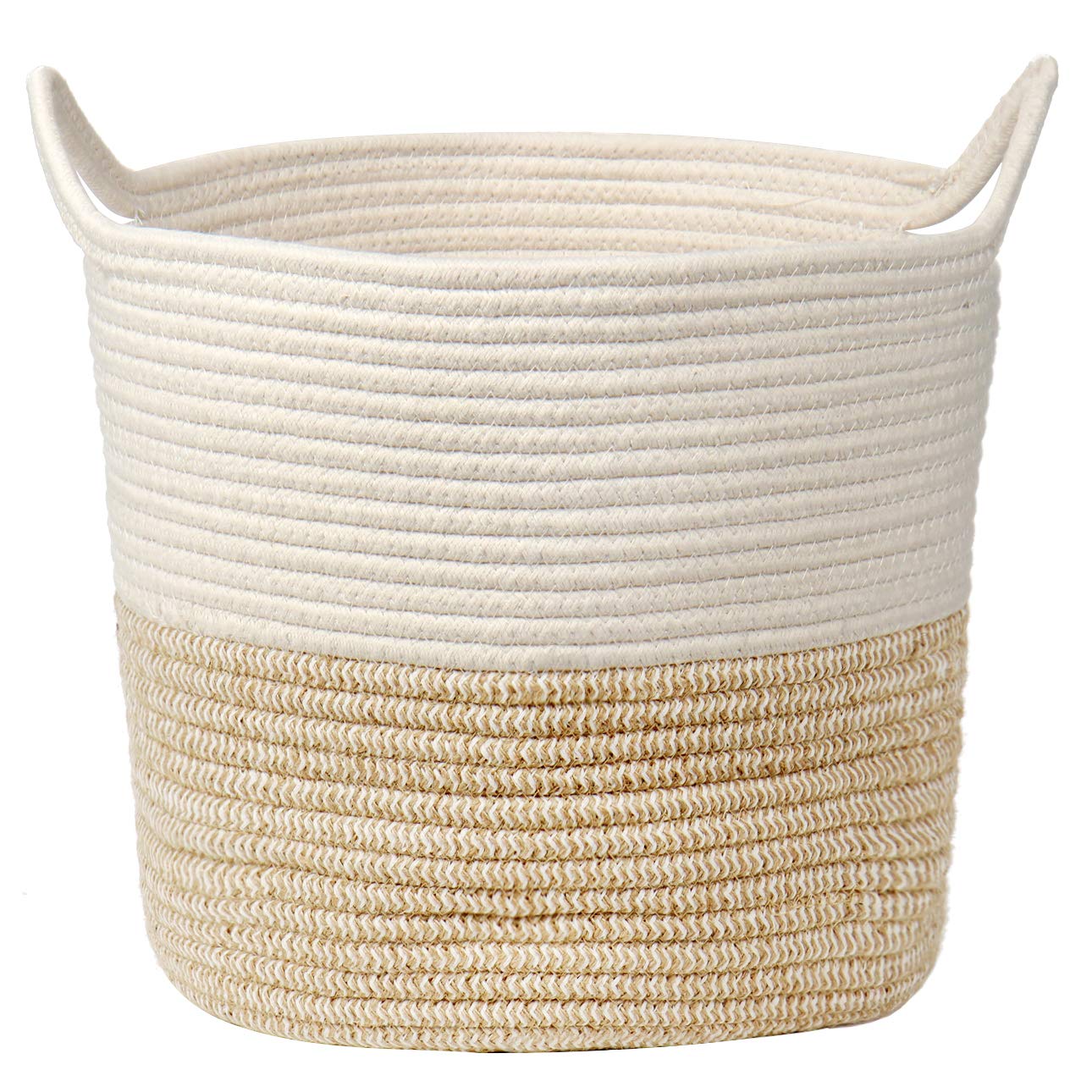 Cesto Portabiancheria In Corda Di Cotone 40L, Pieghevole Con Manici, Multicolore