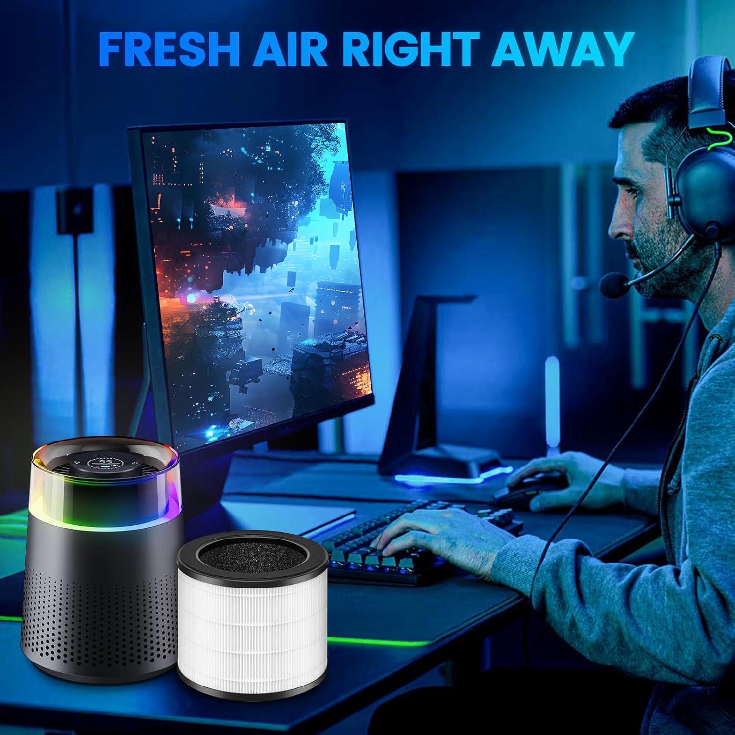 4 Pack MSB5 Filter Replacement Compatible with Membrane Solutions MSB5 Air Puri-fier, 3-in-1 Hepa Air Filter Replacement with High-Efficiency Filtration for Smoke Pollen Dander Hair Smell - Image 6