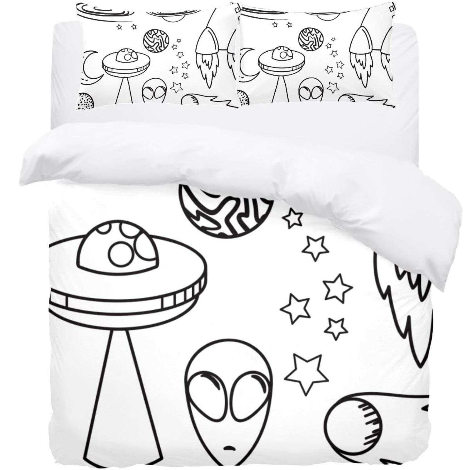 Parure de lit space rocket avec housse de couette légère et taie d'oreiller douce