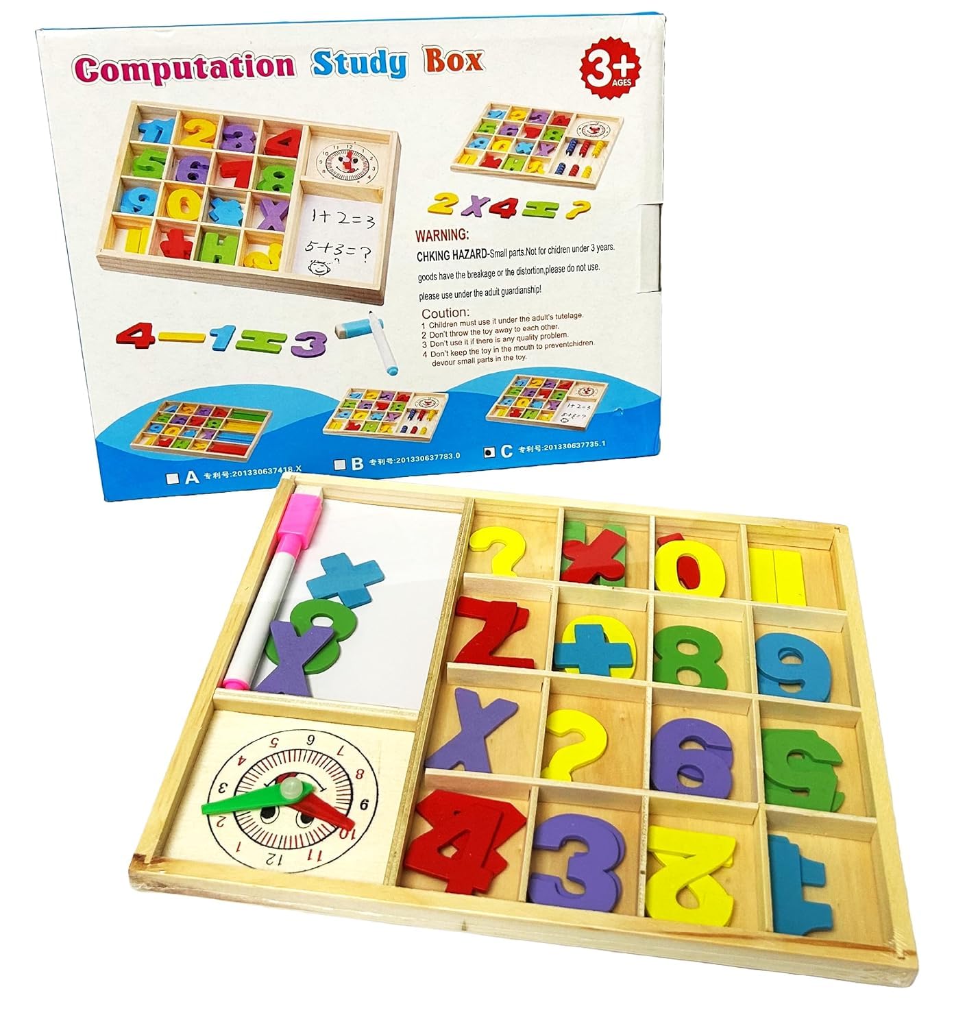 PLUSPOINT Wooden Number Counting Board Learn to Calculate Number with Abacus Computation Study Box Educational Basic Learning Maths kit for Kids Age 3+ (Computation-B) - Image 7 thumbnail