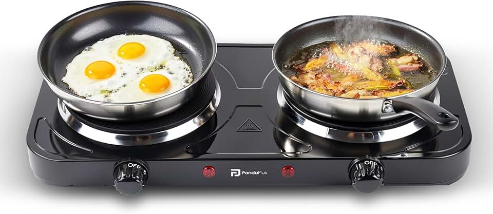 Fogão Elétrico Portátil Cooktop de Mesa 2 Bocas Panda Plus 220V Preto 2000W