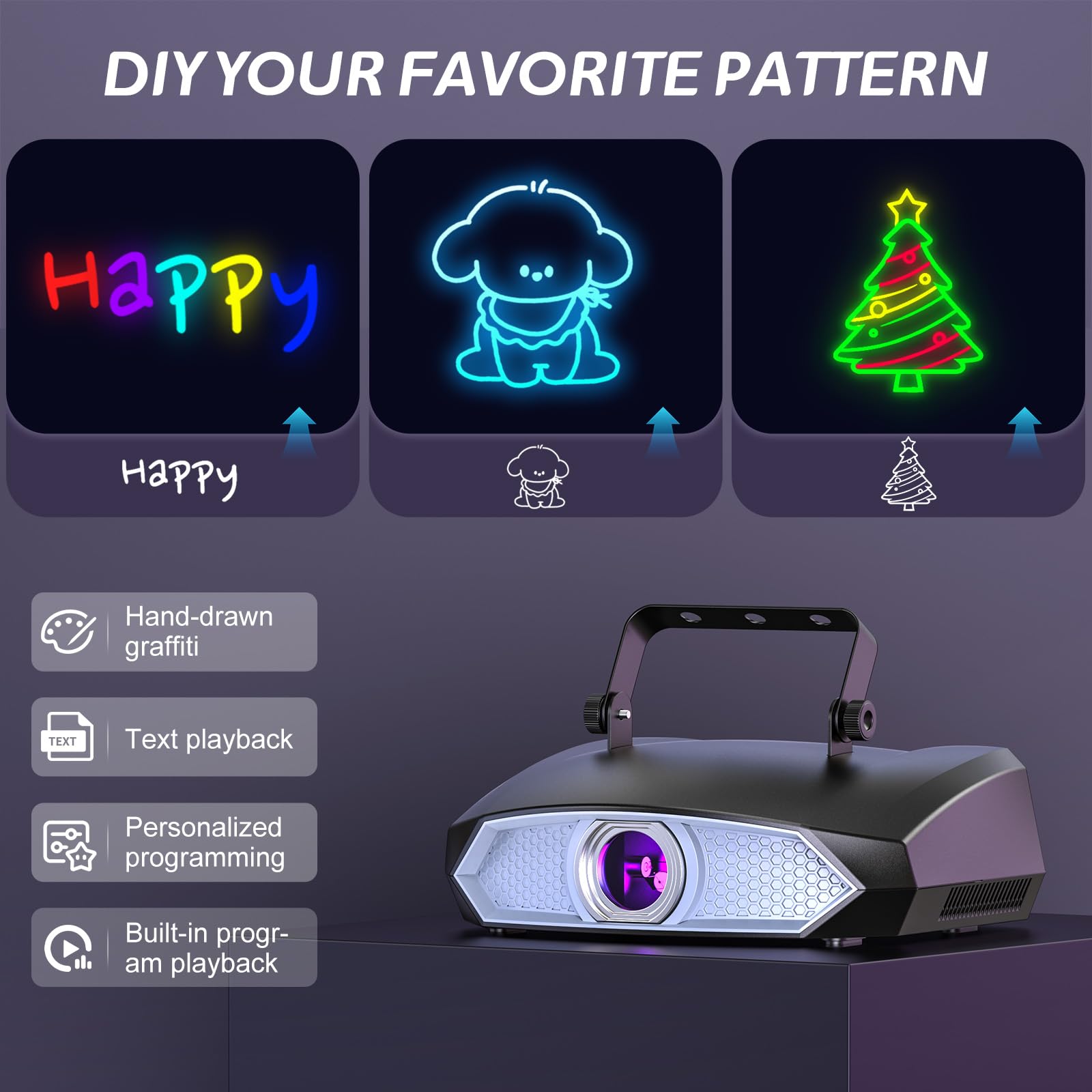 luce da festa, animazione 3D faidate luce da discoteca DJ con app Bluetooth, luce di animazione e DMX512, adatta per feste, club, bar, Halloween, Natale