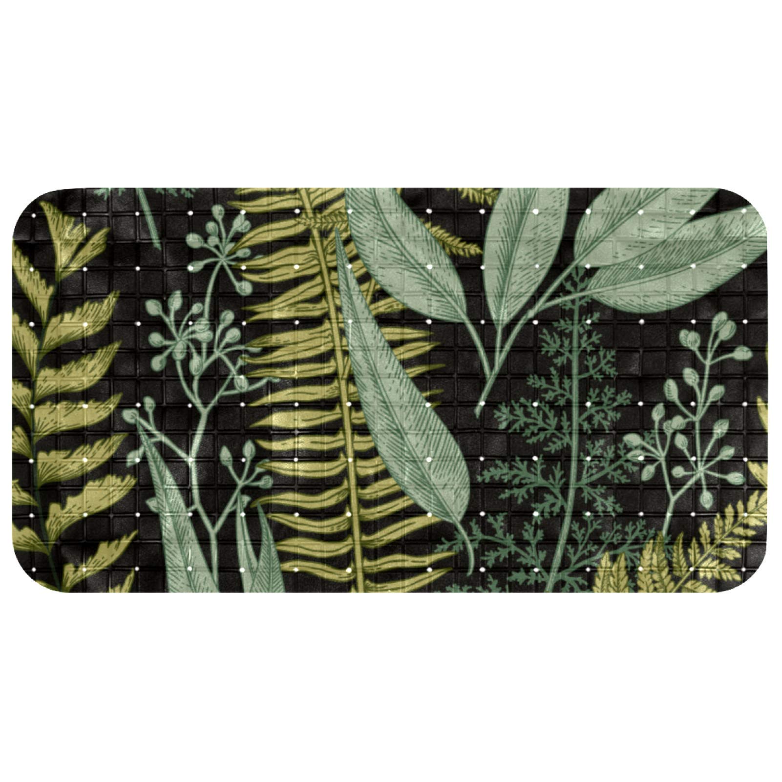 Alfombrilla de ducha para bañera con hojas verdes estilo vintage